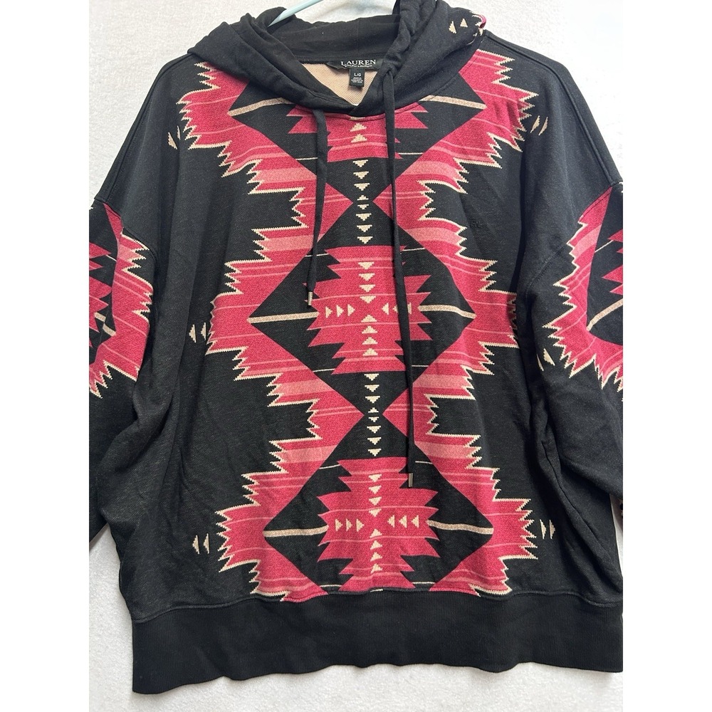 Lauren Ralph Lauren Lightweight Aztec Geometric Pullover Hoodie Size L/G